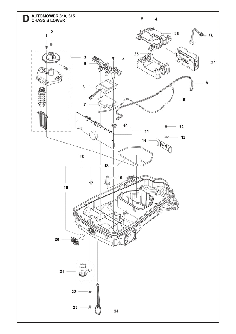 Automower 310 Chassis Lower Parts
