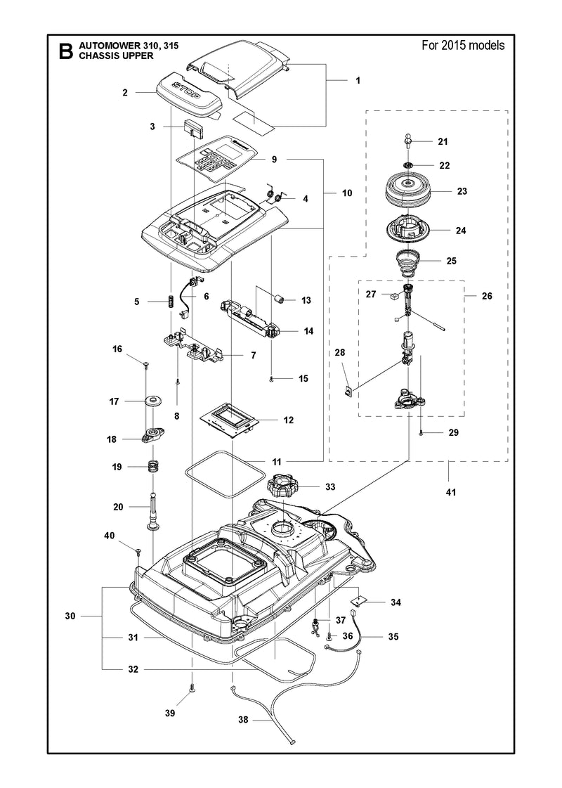 Automower 310 Chassis Upper (2015 Model) Parts
