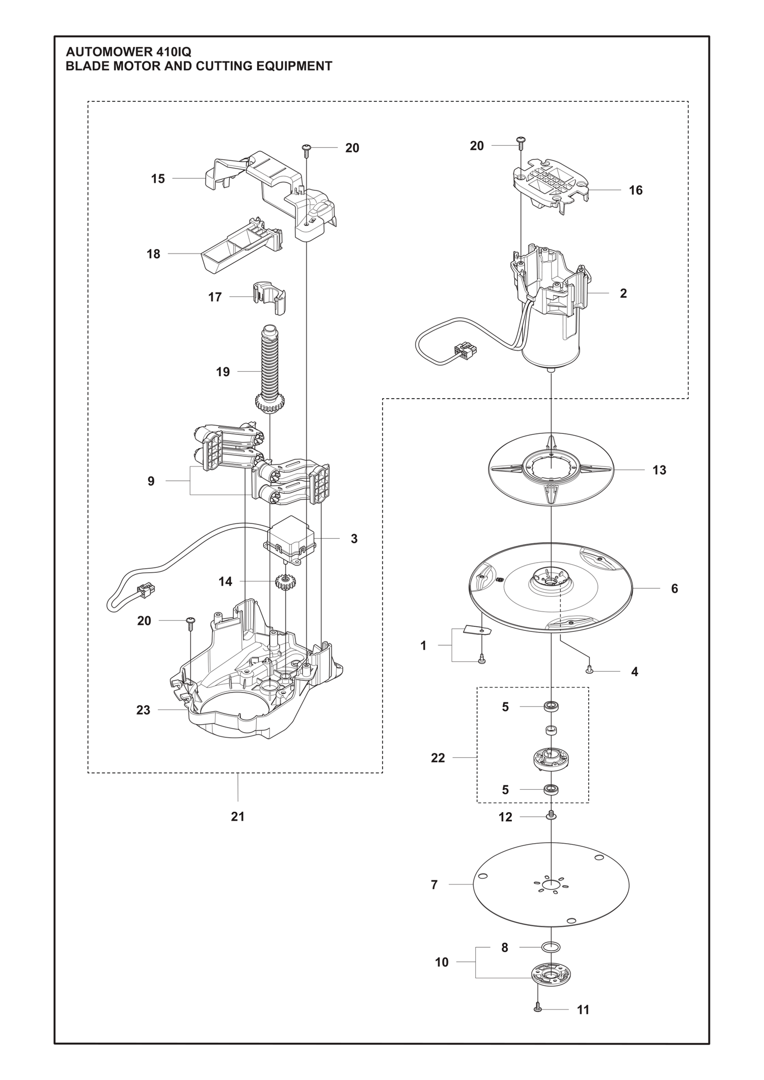 Automower 410 iQ Blade Motor and Cutting Equipment Parts