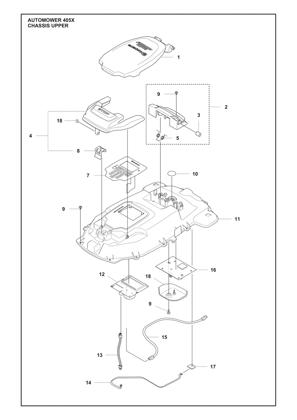 Automower 405X Chassis Upper Parts