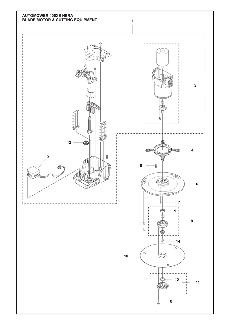 Automower 405XE NERA Blade Motor and Cutting Equipment Parts