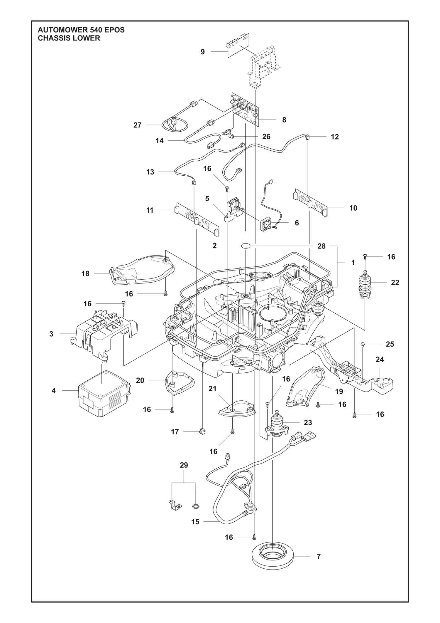 Automower 540 EPOS Lower Chassis Parts