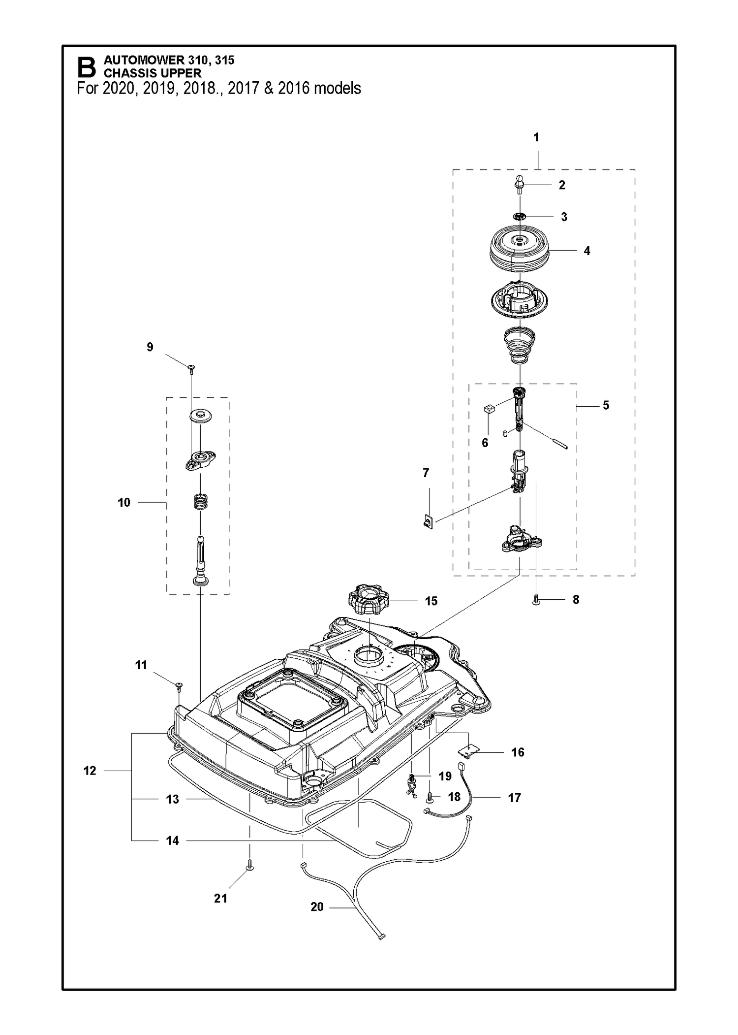 Automower 315 Chassis Upper 2016- Parts