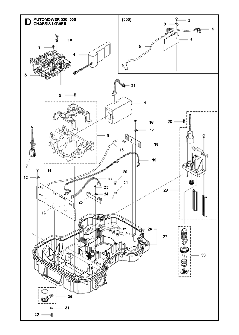 Automower 550 Lower Chassis Parts