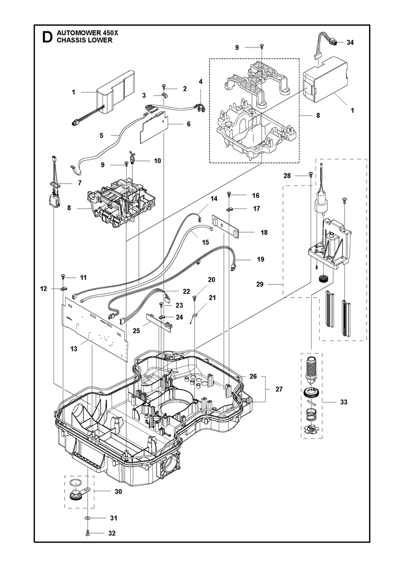 Automower 450X Lower Chassis Parts