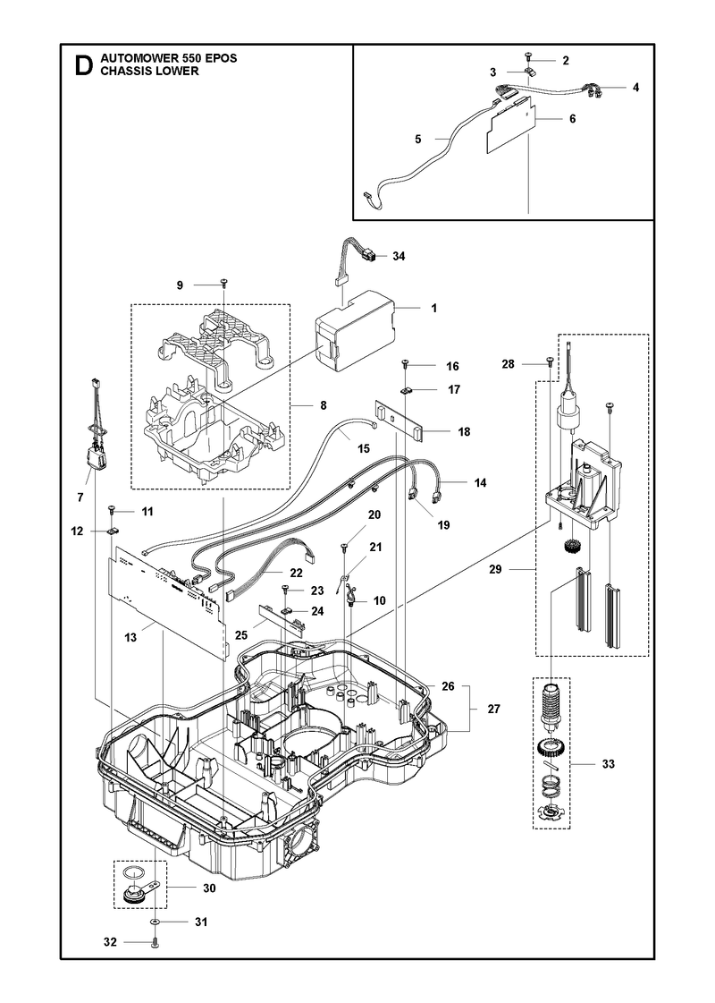 Automower 550 EPOS Lower Chassis Parts