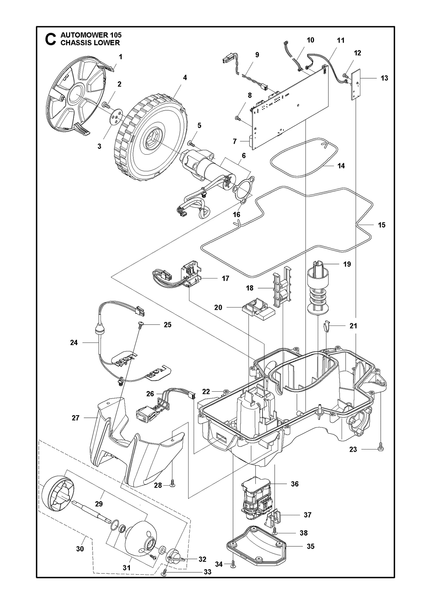 Automower 105 Chassis Lower Parts