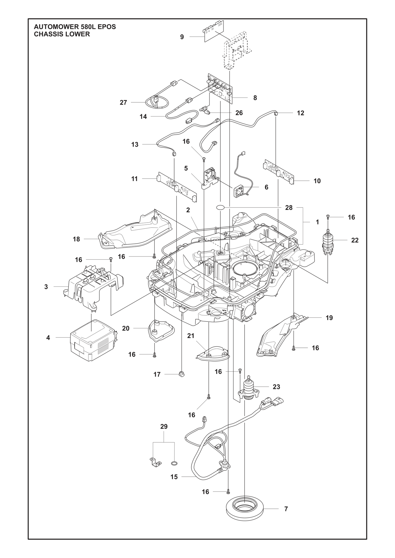 Automower 580L EPOS Lower Chassis Parts