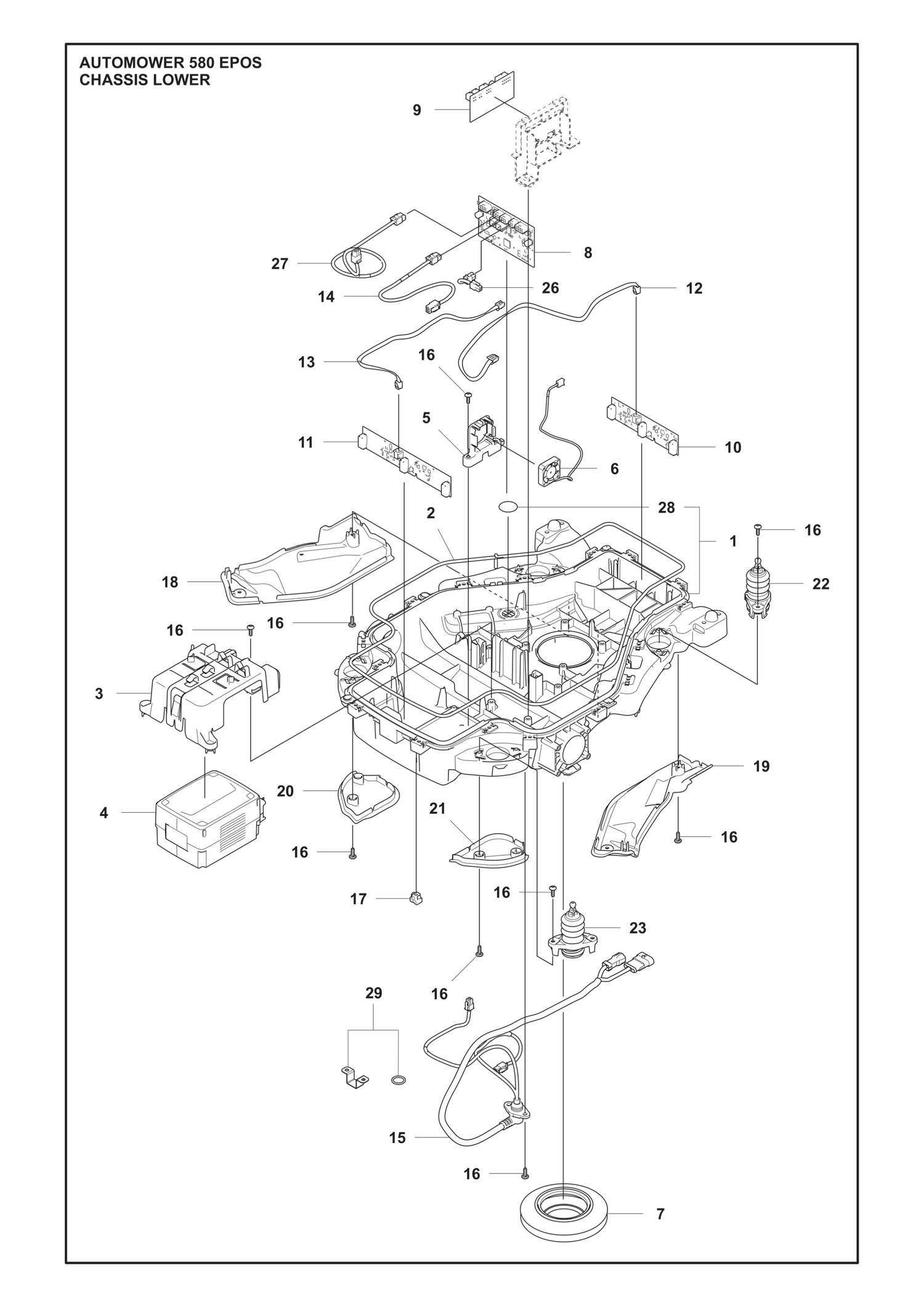 Automower 580 EPOS Lower Chassis Parts