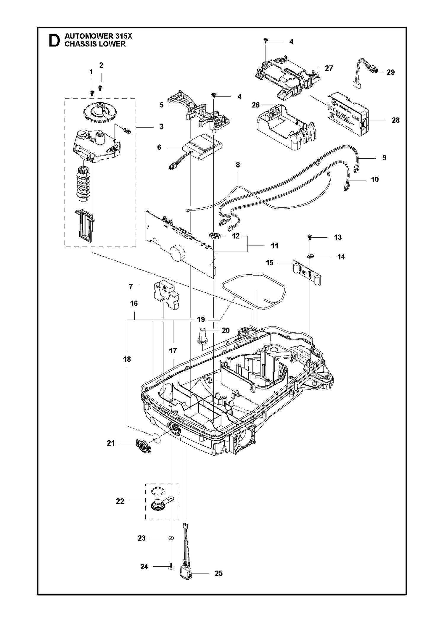 Automower 315X Lower Chassis Parts