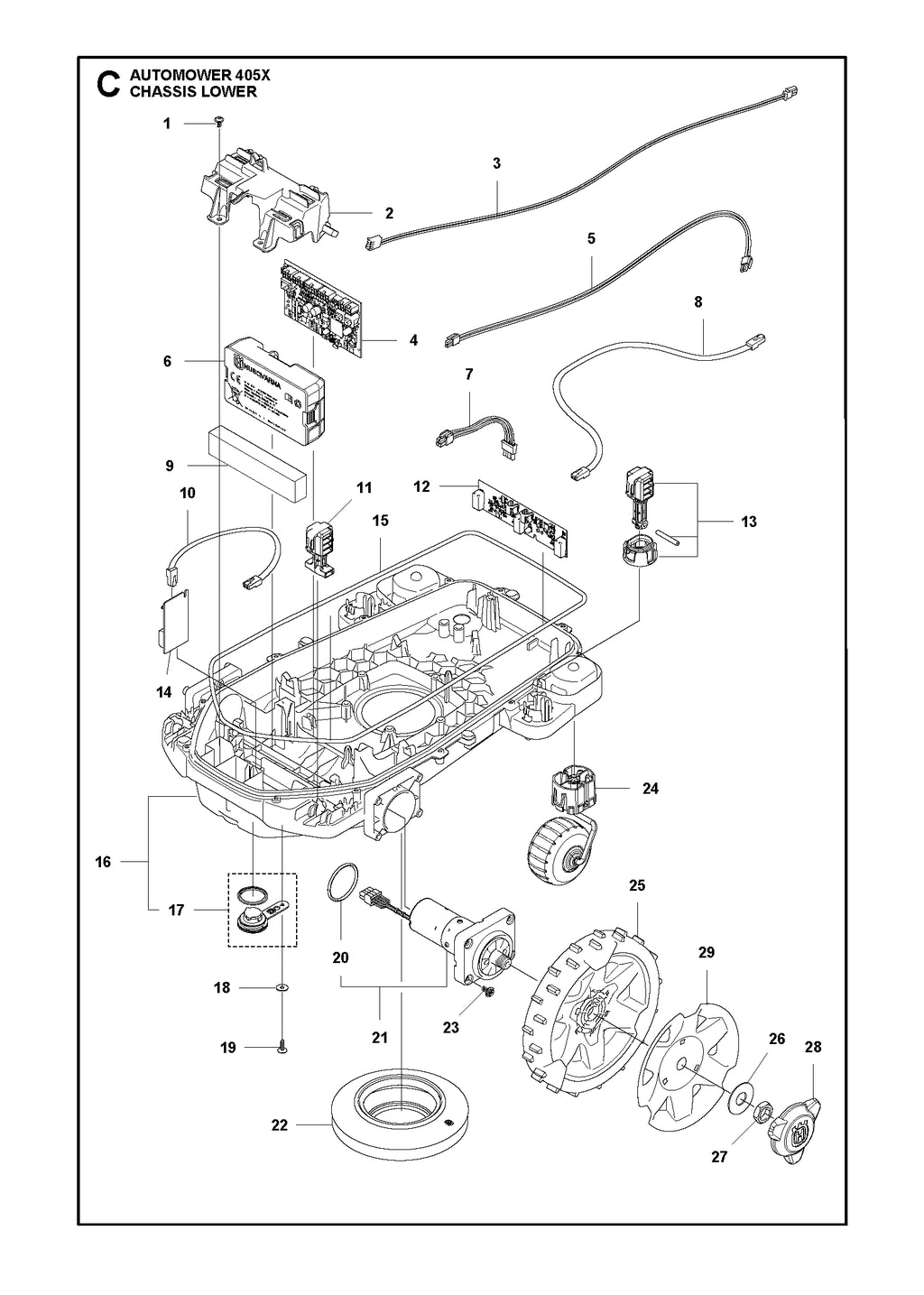 Automower 405X Chassis Lower Parts