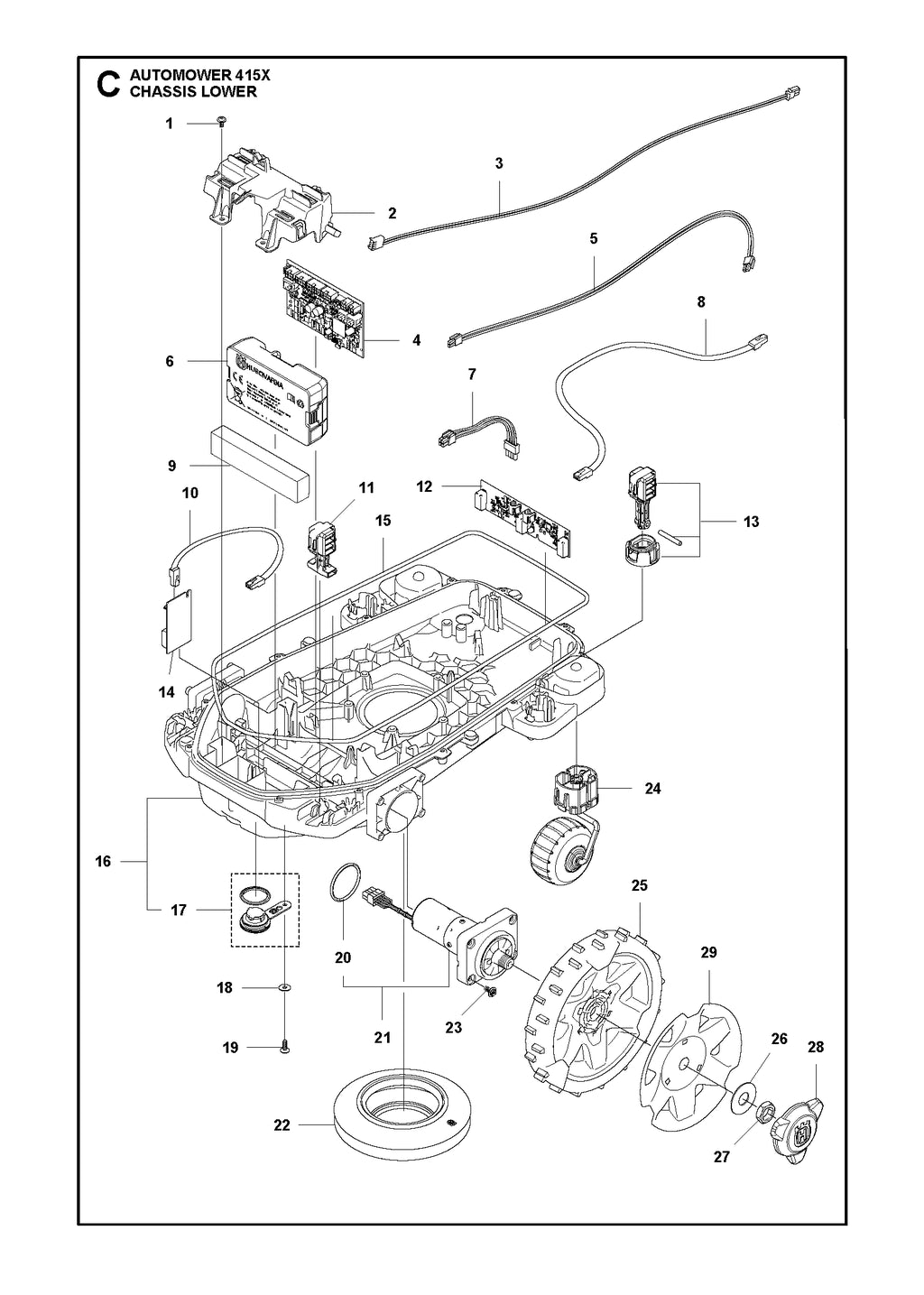 Automower 415X Chassis Lower Parts