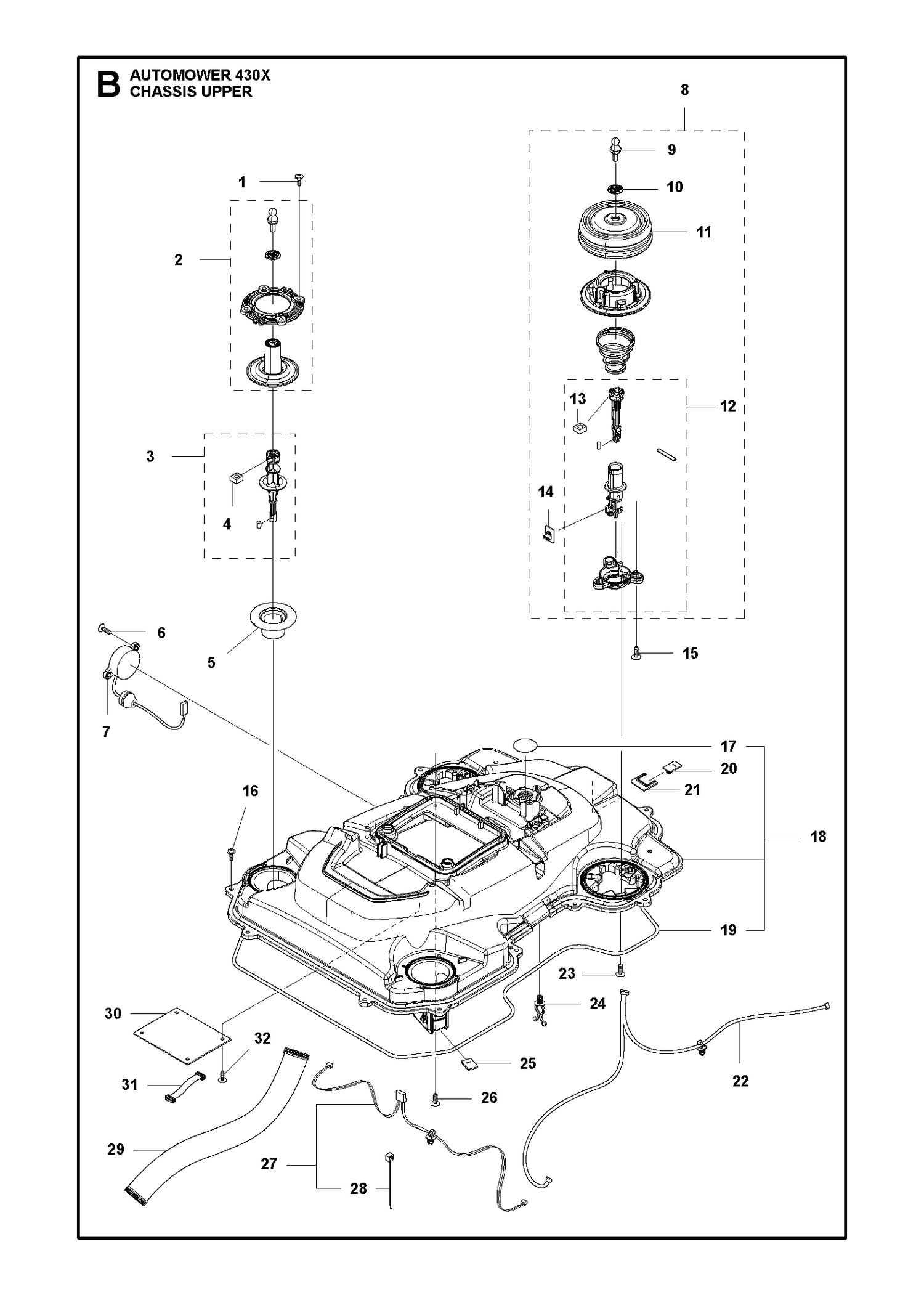 Automower 430X Upper Chassis Parts