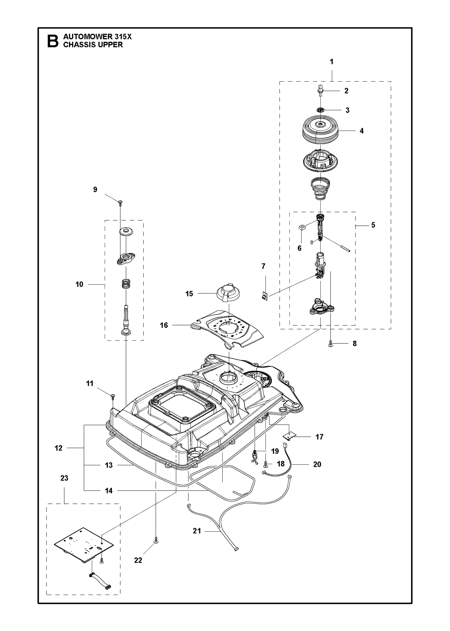 Automower 315X Upper Chassis Parts