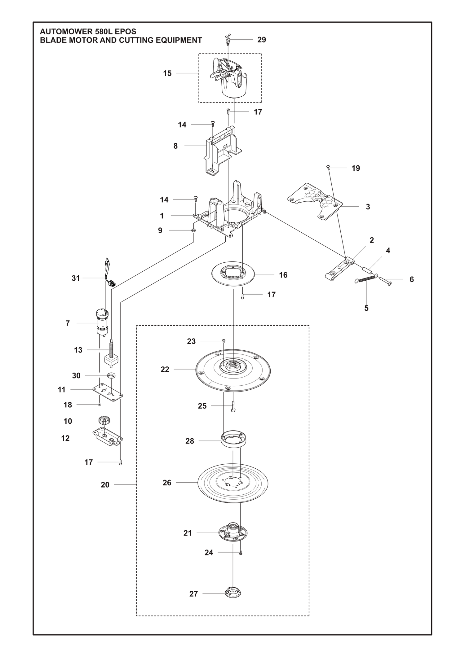 Automower 580L EPOS Blade Motor and Cutting Equipment Parts