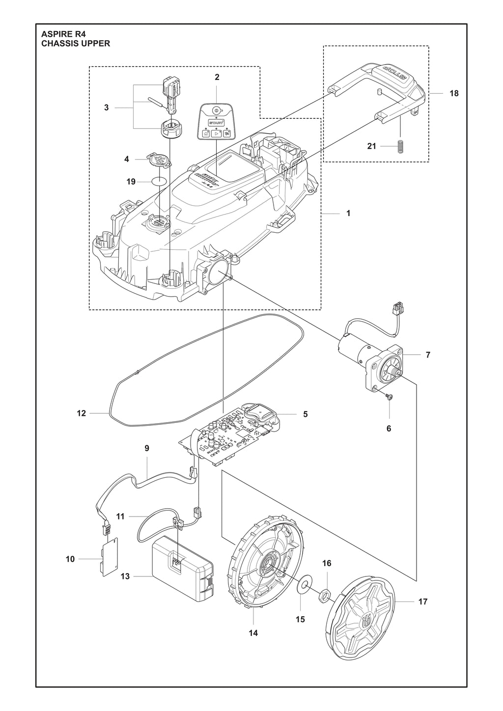 Automower Aspire R4 Chassis Upper Parts