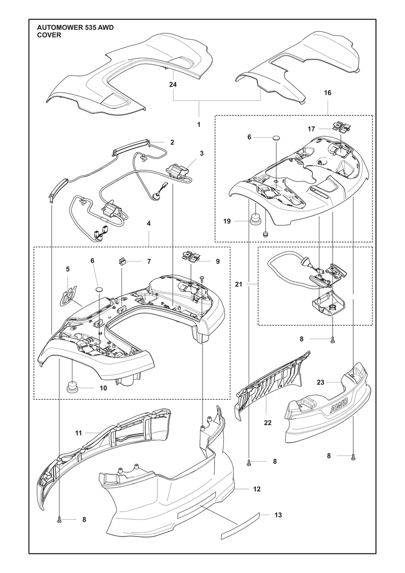 Automower 535 AWD Cover Parts
