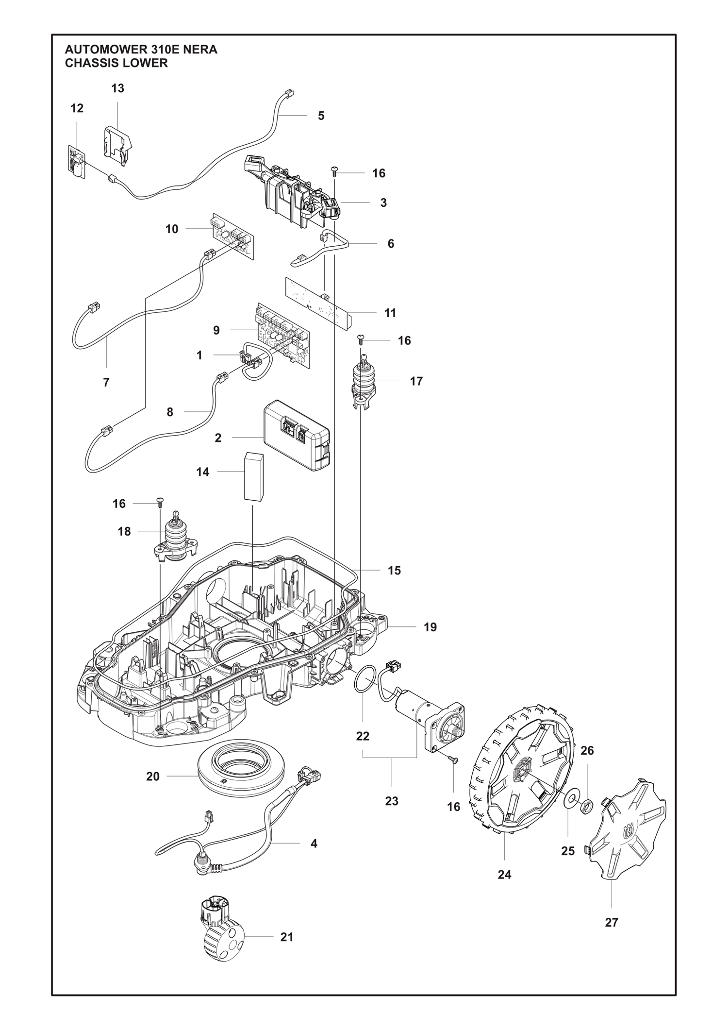 Automower 310E NERA Lower Chassis Parts