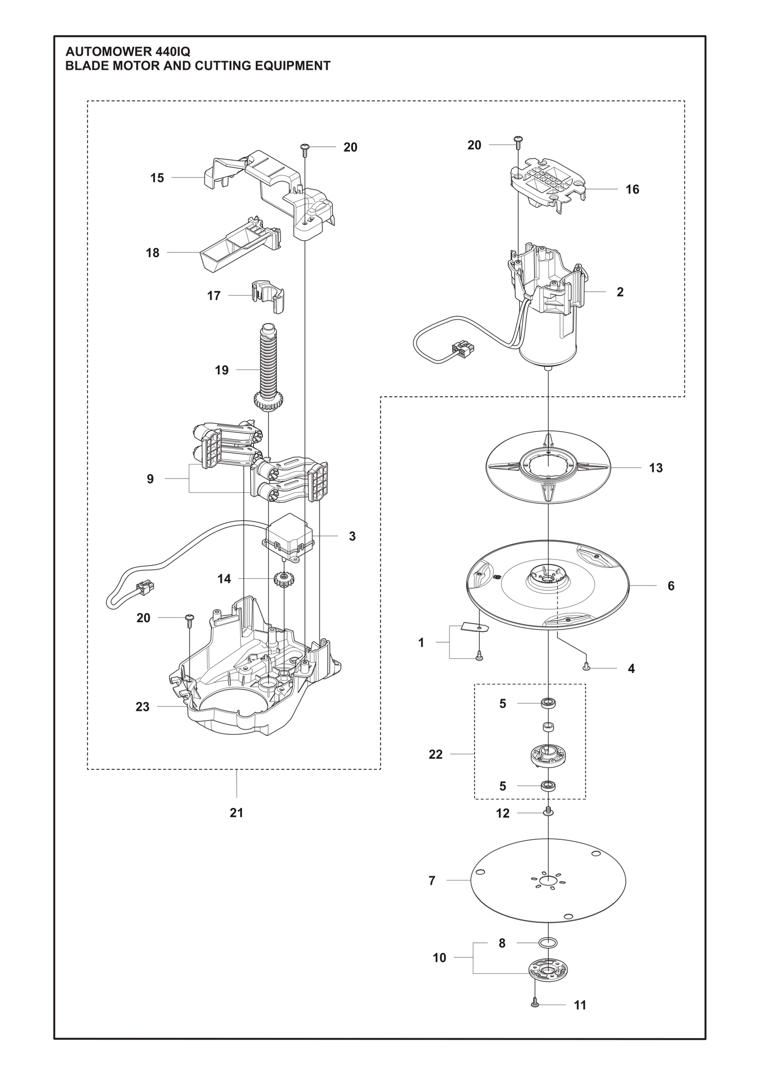 Automower 440 iQ Blade Motor and Cutting Equipment Parts