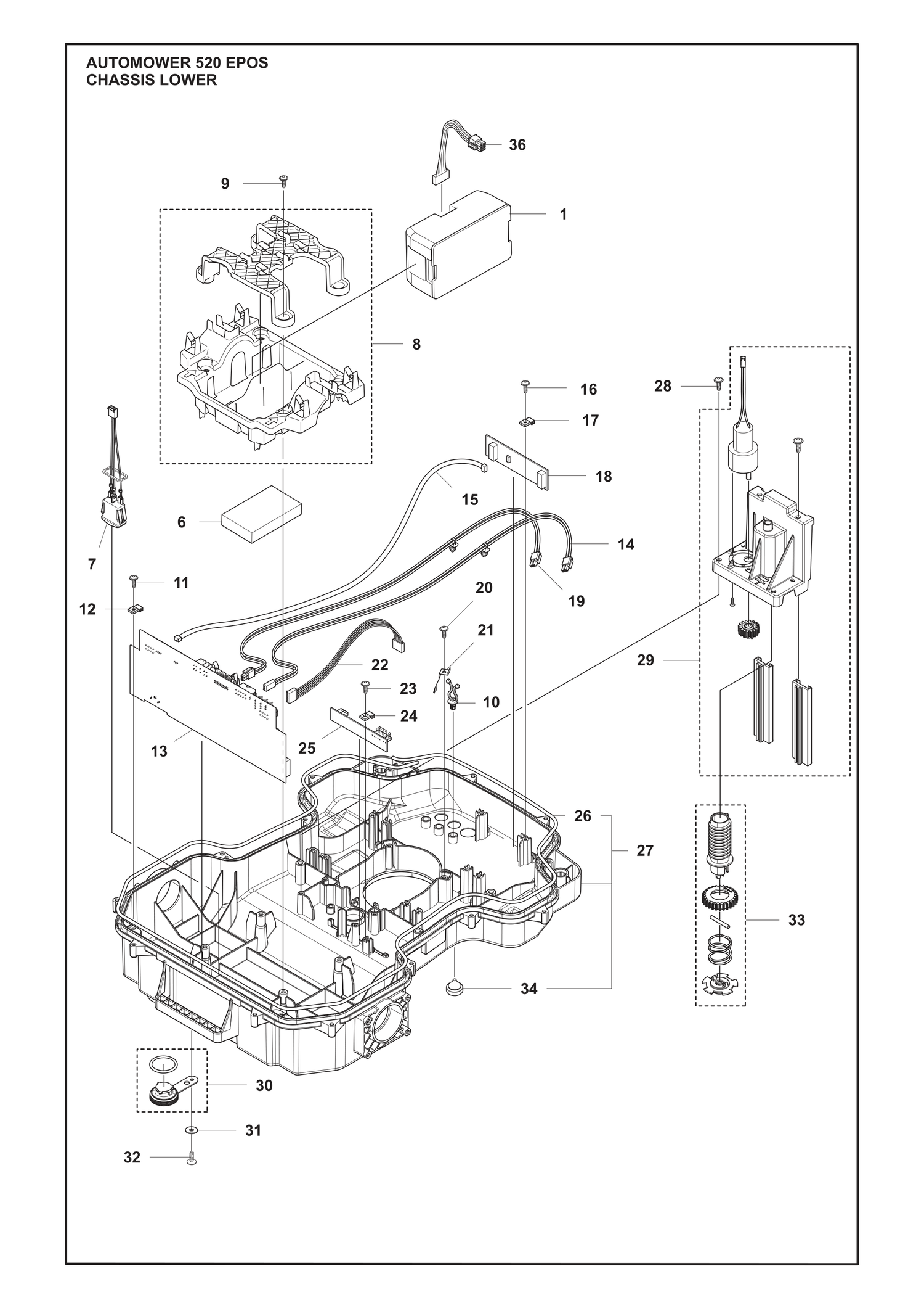 Automower 520 EPOS Lower Chassis Parts