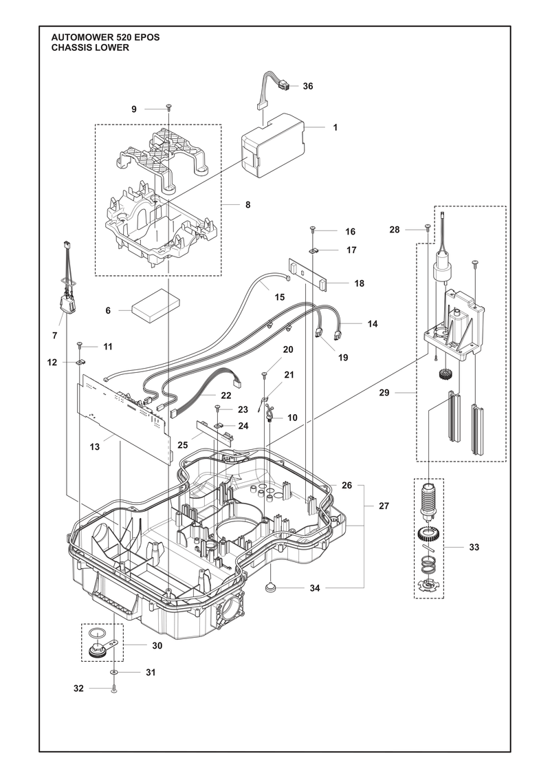 Automower 520 EPOS Lower Chassis Parts
