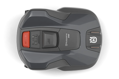 Top view of a gray Automower 312V Husqvarna 970 83 11-06 on a white background