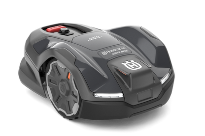 A black Husqvarna Automower 405X EdgeCut robotic lawn mower.